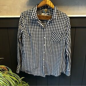 Merona Gingham Black and White Cotton Button up Women's‎ Shirt Size XXL